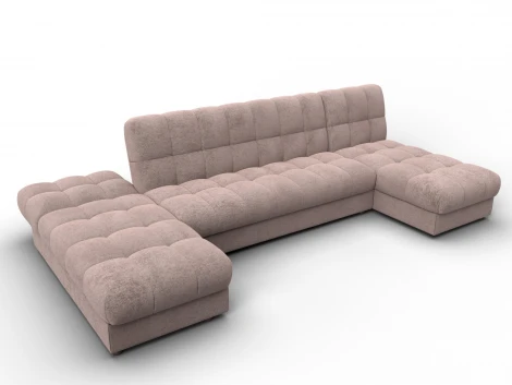 Диван П-образный Лига-116 НПБ (ДСП,ЛДСП,Велюр/Бежевый) Лига Диванов 137310