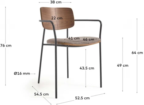Обеденный стул La Forma (ex Julia Grup) Maureen (Коричневый/ Ясень,Шпон ореха,Дерево,Шпон,Металл,Пена)