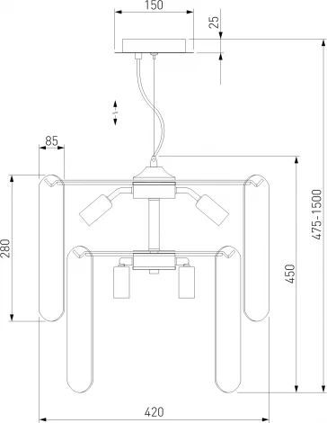 Подвесная люстра Wi-Fi Eurosvet Claire 60170/8 золото (220V, управление смартфоном, голосовое управление, умный дом - Minimir Home, Алиса, Маруся, Салют, на тросе)