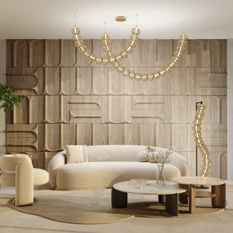 Торшер Maytoni Golden Cage MOD216FL-L38G3K (LED, 220V, выключатель, шарики)