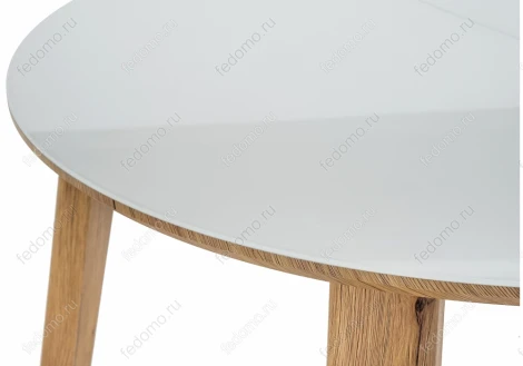 Стеклянный стол Woodville Семвэлл белый / дуб монтана 462080