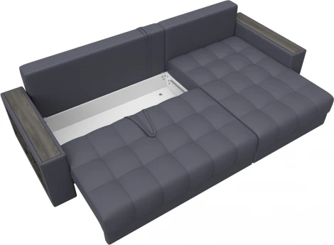 Диван угловой с декором и полкой Лига-050 НПБ Лига Диванов (Экокожа) арт.128606