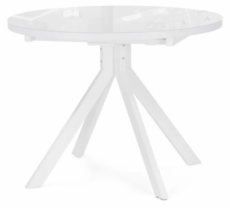 Стол стеклянный Веллор 100(135)х100х78 белый 502176 Woodville