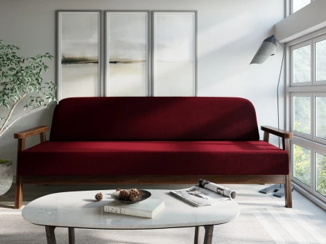 Диван Arsko прямой Флори Б орех велюр бордовый