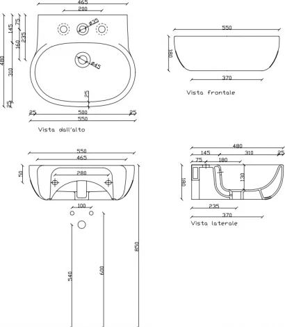 Раковина Galassia Ergo 7120 70 см