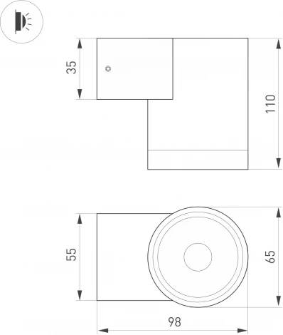 Светильник уличный настенный LGD-RAY-WALL-R65-12W Warm3000 (GR, 6 deg, 230V) (Arlight, IP65 Металл, 3 года) 049984