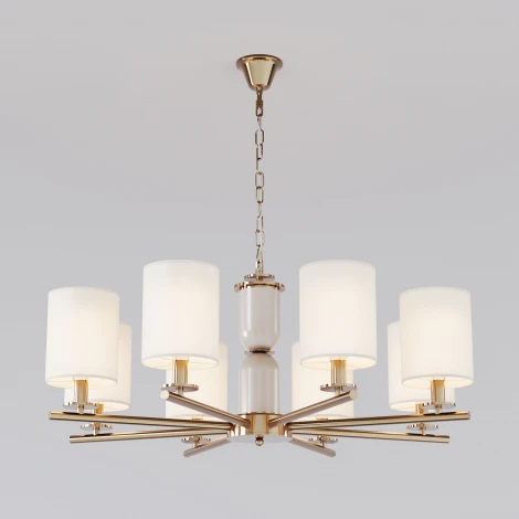 Подвесная люстра Wi-Fi Eurosvet Caprera 60146/8 латунь (220V, управление смартфоном, голосовое управление, умный дом - Minimir Home, Алиса, Маруся, Салют, на цепи)