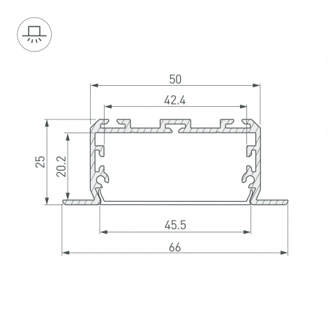 Профиль KLUS-POWER-W50-FS-2000 ANOD (Алюминий) 028919 Arlight
