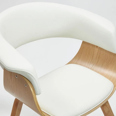 Стул VIMTA (mod.8021) натуральный/белый (дерево / экокожа)