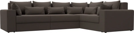 Диван угловой Майами Long правый угол (Коричневый/Рогожка) Лига Диванов арт.122906