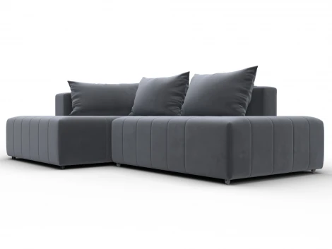 Диван угловой Лига-103 НПБ угол левый (ДСП,Брус,Фанера,Велюр/Серый) Лига Диванов 134817L