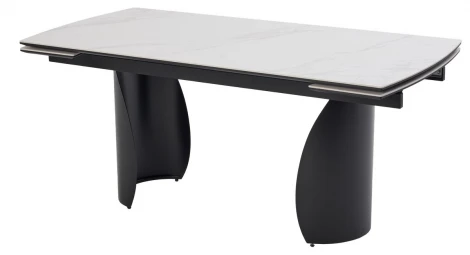 Стол ОЛЬХОН 180 цвет БЕЛЫЙ МРАМОР МАТОВЫЙ , керамика / Черный каркас M-City 64719