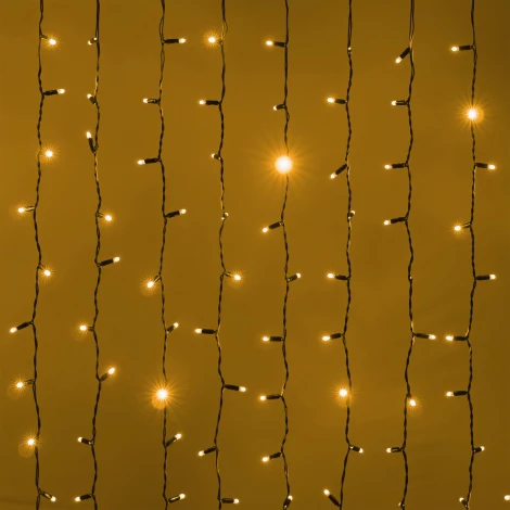 Гирлянда Занавес 2 x 2 м желтый 220В, 400 LED, провод черный каучук 2,3мм, IP65 Laitcom ECO402-1-2Y