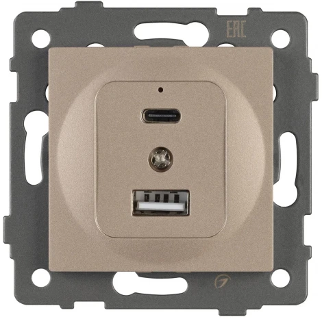 Механизм USB розетки SCT-MUAC-PL-GD-V (5V, 3A, QC4) (Arlight) 049841