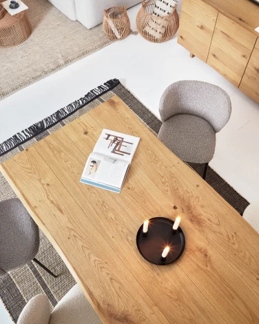 Стул Aniela из серой ткани букле и черными металлическими ножками La Forma (ex Julia Grup) арт.108114