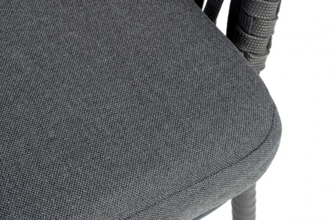 "Бордо" стул барный плетеный из роупа, каркас из стали темно-серый (RAL7024) муар, роуп серый 15мм, ткань темно-серая 027 NEW 4SIS BOR-BCH-st002 RAL7024 Mua grey(D-gray027)