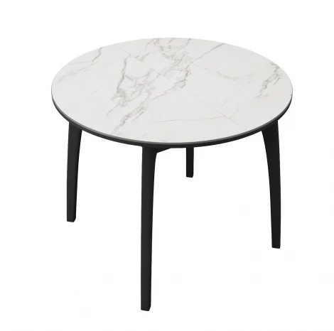 Стол DikLine MK46 Керамика Белый мрамор/подстолье черное/опоры черные арт.00-00079587