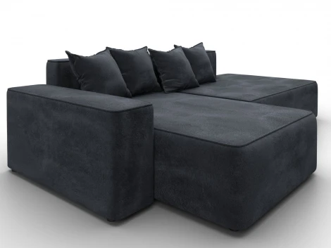 Диван угловой Лига-079 угол левый (ДСП/Пластик/Велюр/Темно-серый) Лига Диванов 129824L