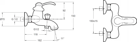 Смеситель Jacob Delafon Fairfax E71090-CP для ванны с душем