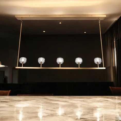 Подвесной светильник Rh Boule De Cristal Linear Chandelier 5 Bronze ImperiumLoft 40,1221 (220V)