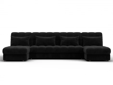 Диван П-образный Лига-116 НПБ (ДСП,ЛДСП,Велюр/Черный) Лига Диванов 137331