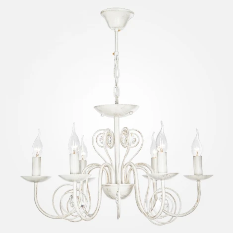 Подвесная люстра Eurosvet Tomas 60018/6 белый с золотом (220V, на цепи, подсвечник, свеча)