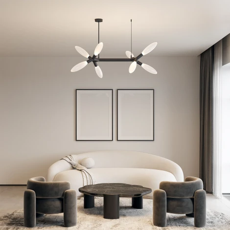 Потолочная люстра Wi-Fi на штанге Eurosvet Covalent 30180 черный (220V, управление смартфоном, голосовое управление, умный дом - Minimir Home, Алиса, Маруся, Салют, на тросе)