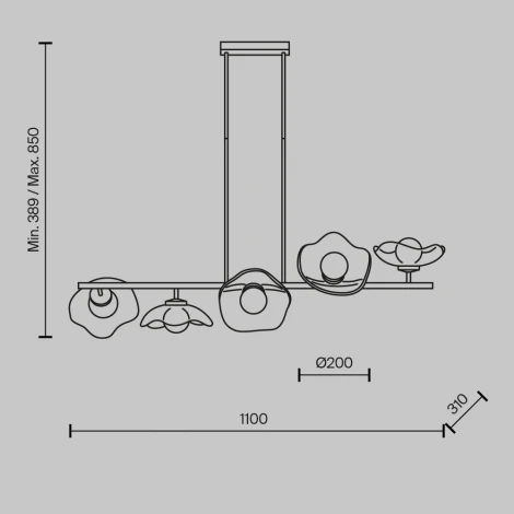 Потолочная люстра на штанге Maytoni Miracle MOD207PL-05BS