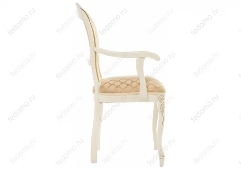 Кресло Woodville Лауро патина золото / бежевый тесьма 11 371811