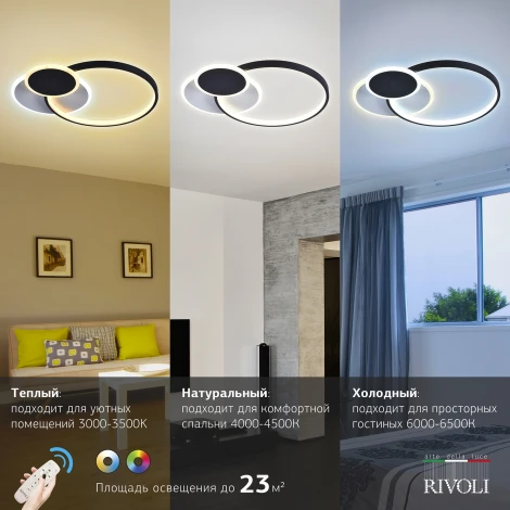 Потолочная люстра Rivoli Julia 6080-108 (регулировка яркости, LED, 220V, пульт управления, кольцо)