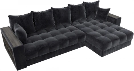 Диван угловой с декором и полкой Лига-050 НПБ Лига Диванов (Велюр) арт.128611