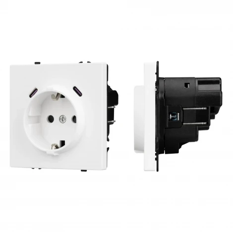 Розетка ARL NOBE зк со шторками с USB тип C+С софт-тач белый кварц SCT-MUCC-SFPL-WH (250V, 16A) (Arlight,) 061818(1)