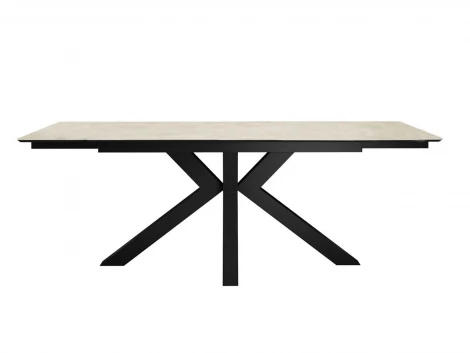 Стол DikLine SFE160 Керамика Krater Perla (бежевый матовый)/подстолье черное/опоры черные (2 уп.) арт.00-00076284