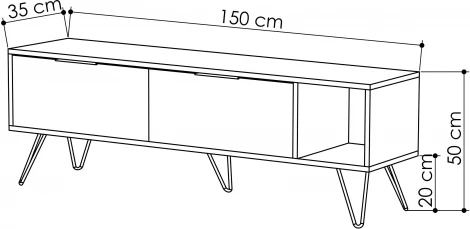 Тумба под ТВ FUROKI TV UNIT LEVE (ЛДСП,Металл/Черный,Дуб,Темно-серый) арт.LEV00421