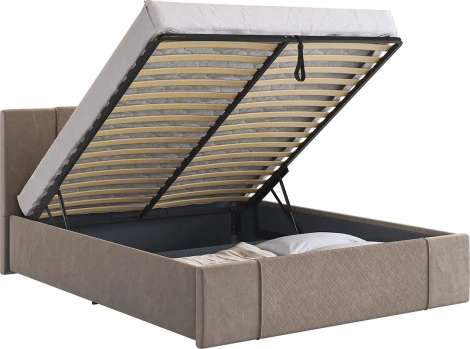 Кровать с подъемным механизмом Хлоя 160х200 см Mebelson (ДСП,Ткань/Латте) арт.ZP.KM1.6-24.2763