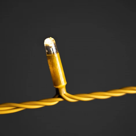 Гирлянда Нить с колпачком 10м тепло-белая 24В, 100 LED, провод золотой ПВХ, IP65 Laitcom PST100CAP-12-1WW