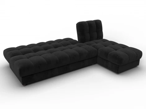 Диван угловой Лига-116 НПБ угол правый (ДСП,ЛДСП,Велюр/Черный) Лига Диванов 136956