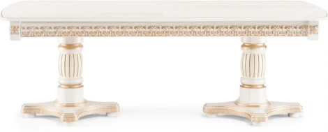 Стол деревянный Woodville Морнит 220(320)х110 слоновая кость / золото