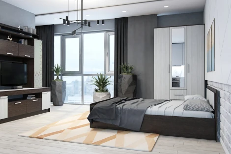 Кровать БТС 90х200 с проложками ДСП Фиеста LIGHT, венге / лоредо