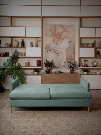 СКАНДИ Диван тканевый прямой мятный D1 furniture арт.AAA41309010