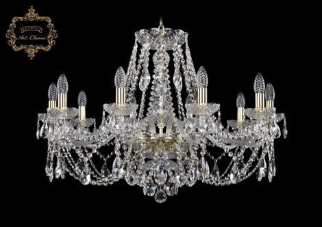 Подвесная люстра Art Classic 11.21 11.21.10.300.Gd.Sp (220V, хрусталь, на цепи, подсвечник, свеча)