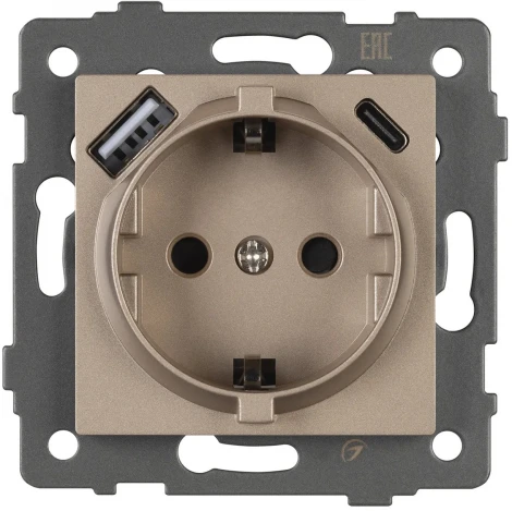 Механизм встраиваемый розетки с USB зарядкой SCT-MUAA-PL-GD-V (250V, 16A) Arlight 049821