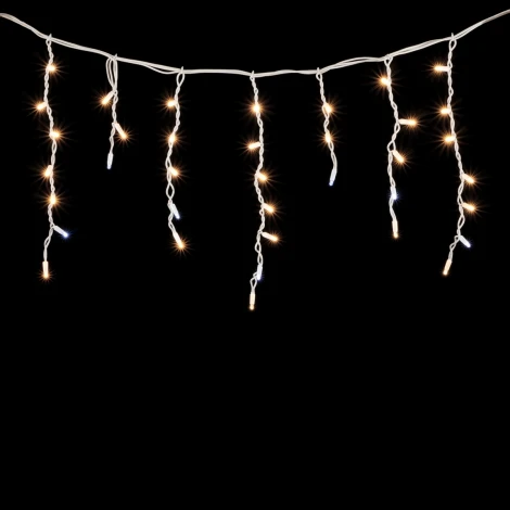 Гирлянда Бахрома 3,1 x 0,5 м Тепло-Белая с Мерцанием Белого Диода 220В, 120 LED, Провод Белый Каучук, IP65