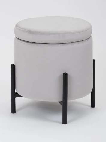 Пуф MyFar Фрэнк с ящиком светло-серый велюр MF1023-1