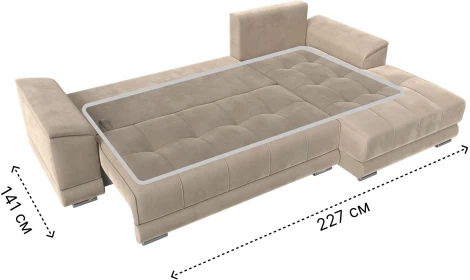 Диван угловой НордСтар правый угол (Бежевый/Велюр) Лига Диванов арт.121105