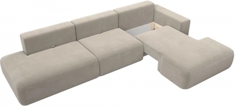 Диван угловой Лига-036 НПБ Модерн Лонг правый угол (Бежевый/Микровельвет) Лига Диванов арт.121415