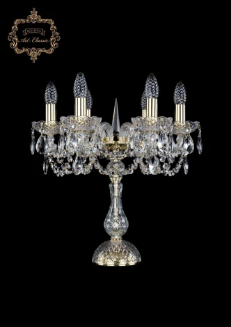Интерьерная настольная лампа Art Classic 12.11 12.11.6.141-45.Gd.Sp (220V, хрусталь, подвески, подсвечник, свеча)