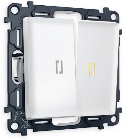 Комплект механизма Ambrella Volt 2-клавишного выключателя с подсветкой 3200K ALFA MA124010 Белый матовый QUANT