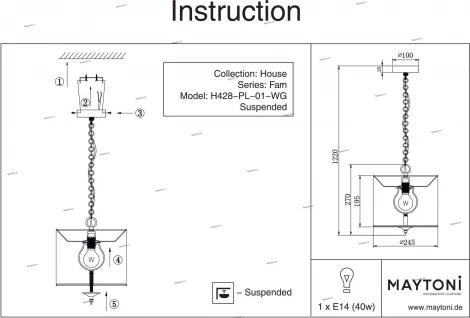Подвесной светильник Maytoni Farn H428-PL-01-WG