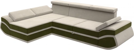 Диван угловой Лига-032 левый угол (Бежевый,Зеленый/Микровельвет) Лига Диванов арт.121649L
